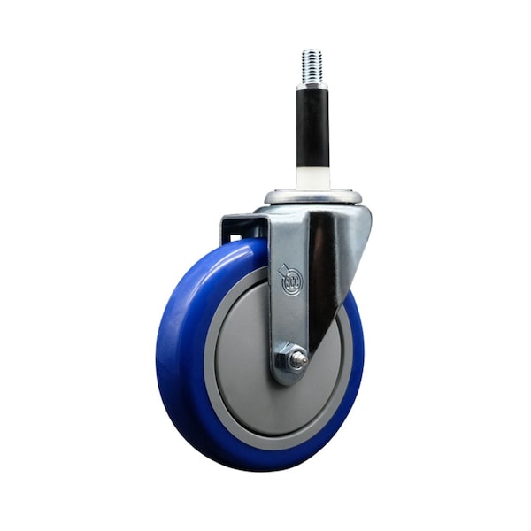 5'' Blue Poly Wheel Swivel 7/8'' Expanding Stem Caster